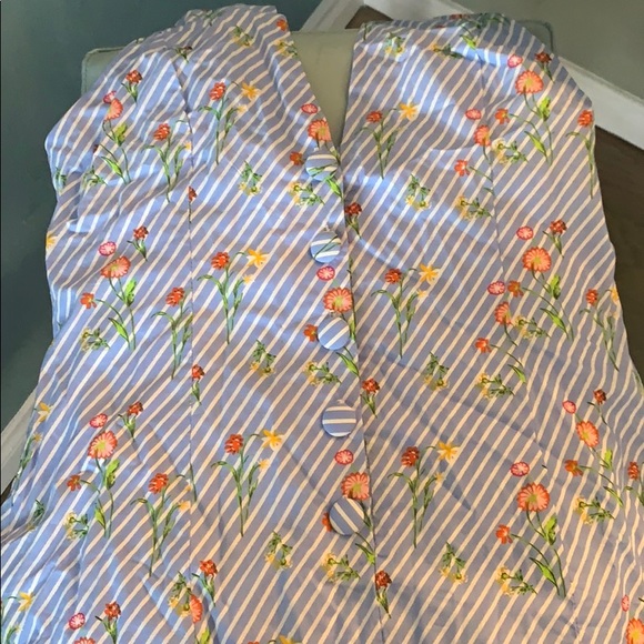 FLORAL STRIPED HALTER ROMPER - Picture 2 of 5